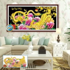 Tranh đính đá Long Phụng Sum Vầy Y8122 KT 120x65cm