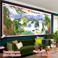 Tranh Gắn Đá ABC Thiên Nhiên Giao Hòa A9599 KT 220x105cm Gắn Kín Toàn Bộ