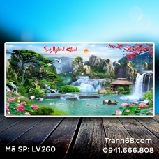 Tranh đính đá Tùng Nghênh Khách LV260 kích thước 180*95cm.